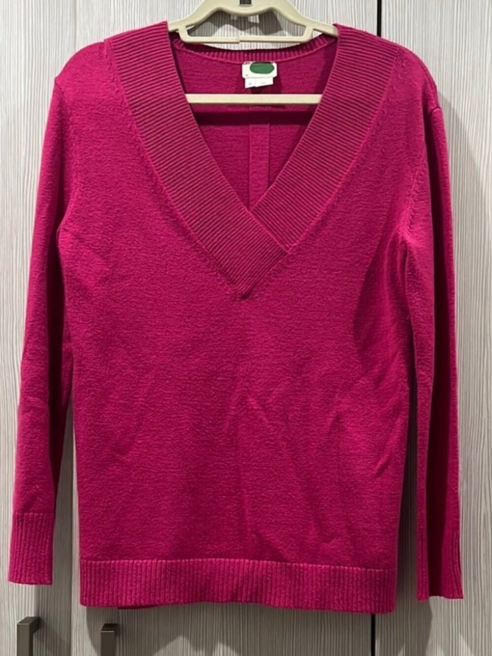 Anthropologie | V Neck Sweater | Hot Pink | XS